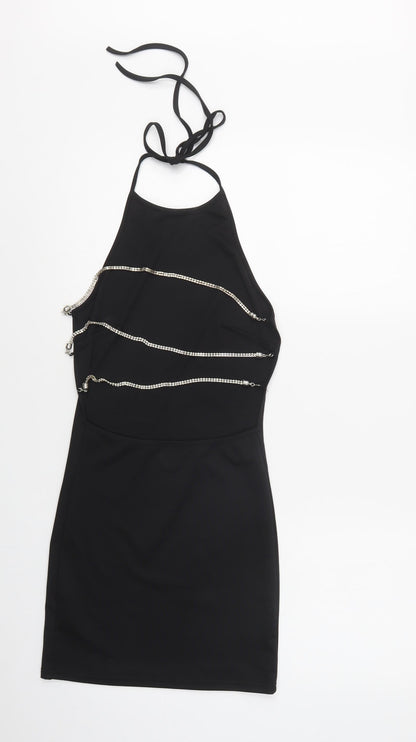 Preloved Preworn Womens Black  Polyester Bodycon  Size S  Halter - Back