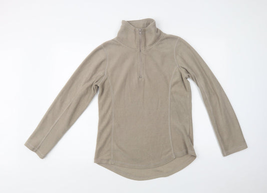 Real Clothing Womens Beige  Polyester Henley Sweatshirt Size S  Zip