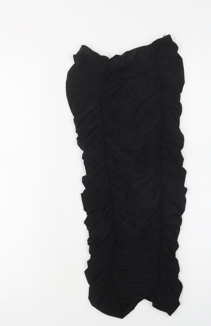 Preloved PRETTYLITTLETHING Womens Black  Polyester Bodycon  Size 6  Off the Shoulder - Front