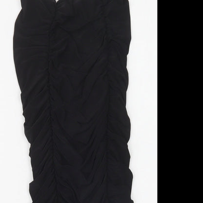 Preloved PRETTYLITTLETHING Womens Black  Polyester Bodycon  Size 6  Off the Shoulder - Detail