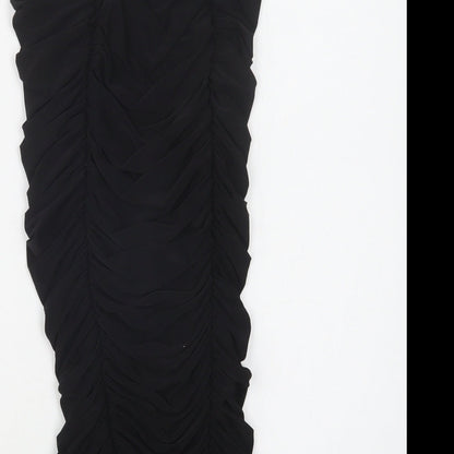 Preloved PRETTYLITTLETHING Womens Black  Polyester Bodycon  Size 6  Off the Shoulder - Label