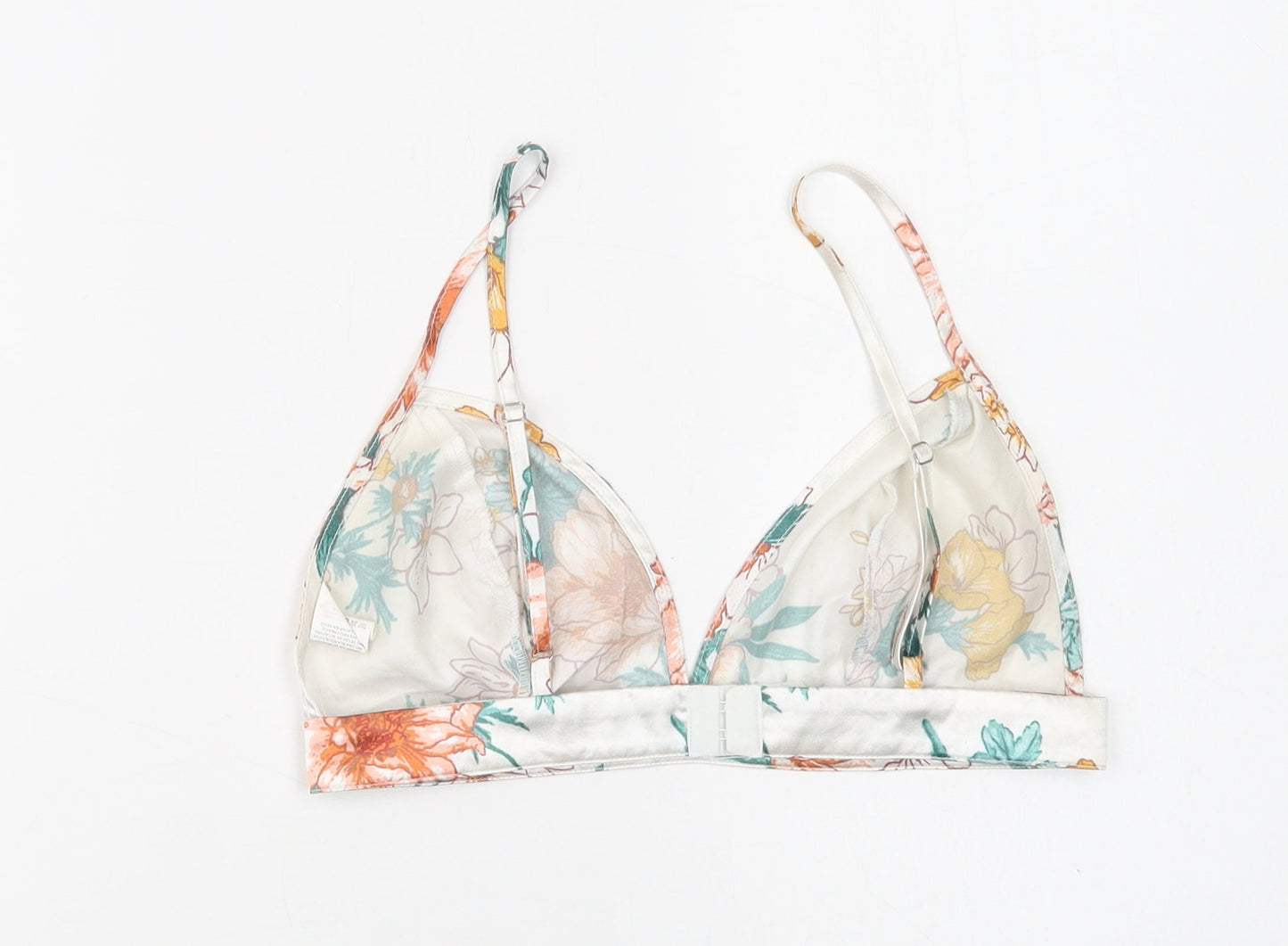 PRETTYLITTLETHING Womens White Floral Polyester Cropped Tank Size 6 Sweetheart - Bralette