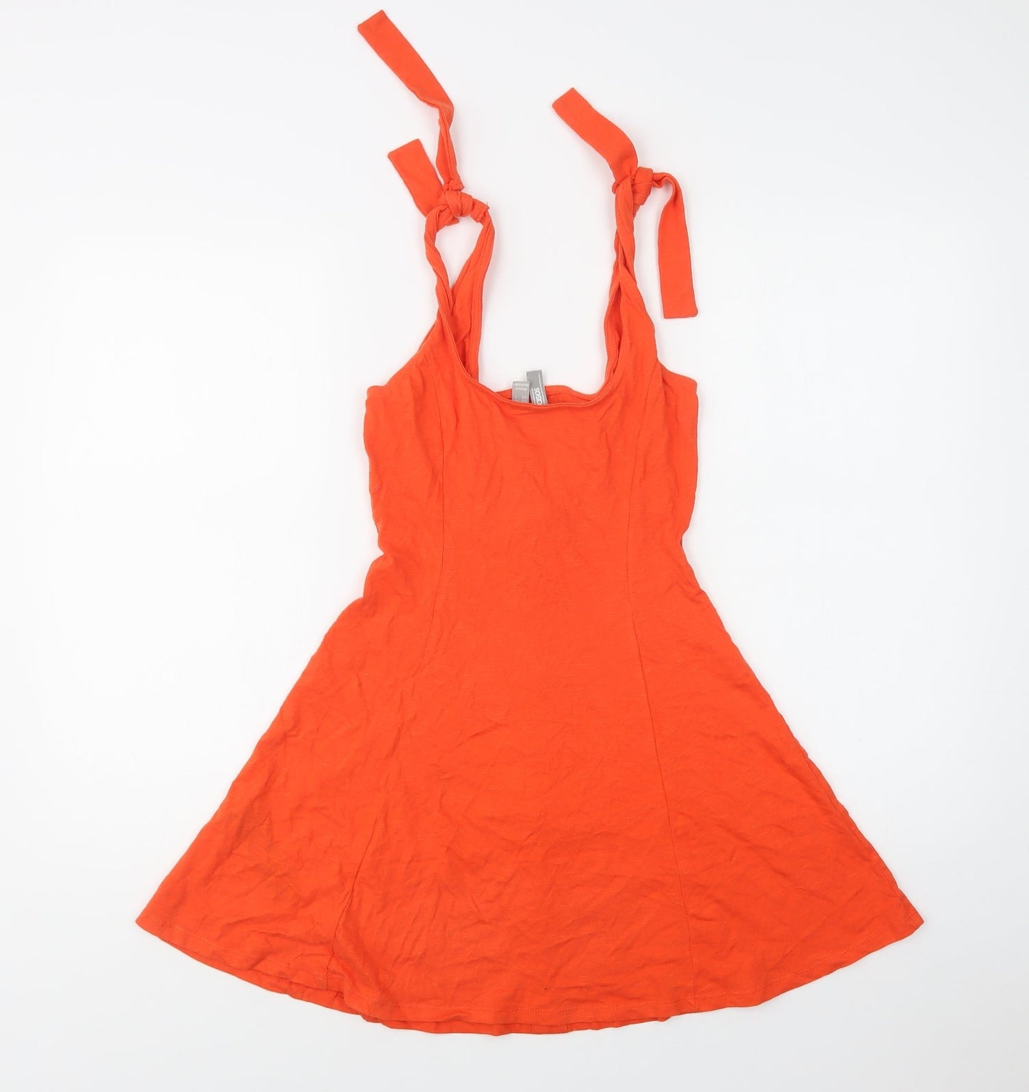 ASOS Womens Orange  Cotton Fit & Flare  Size 6  Round Neck