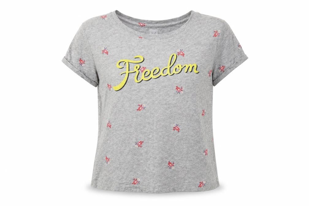 Gap Girls Grey Floral Cotton Basic T-Shirt Size 10-11 Years Crew Neck
