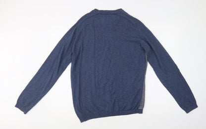 Preloved Threadbare Mens Blue Crew Neck  Cotton Pullover Jumper Size M - Back