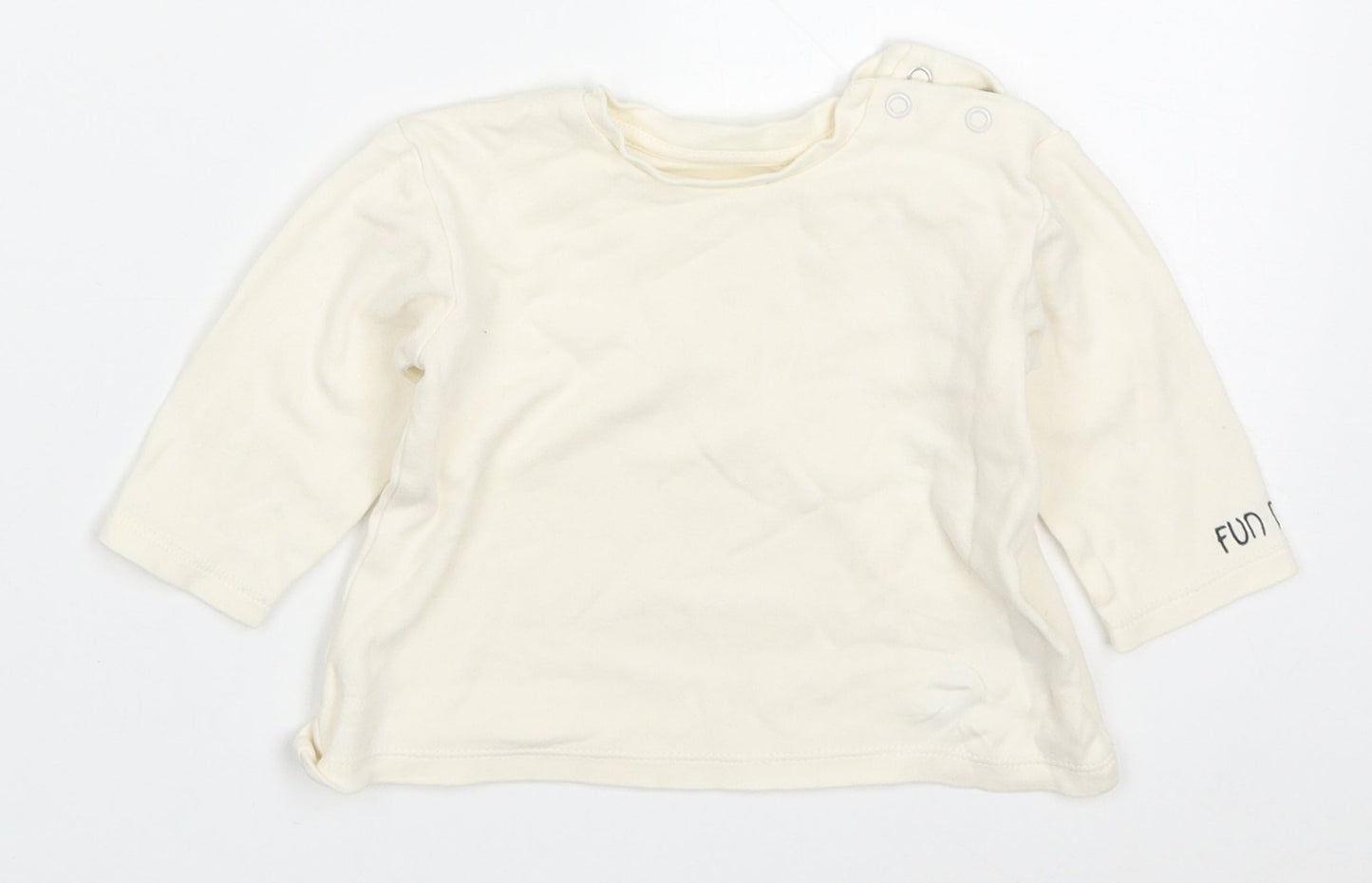 George Baby Beige  Cotton Basic T-Shirt Size 3-6 Months Round Neck Pullover - Fun Days