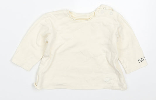 George Baby Beige  Cotton Basic T-Shirt Size 3-6 Months Round Neck Pullover - Fun Days