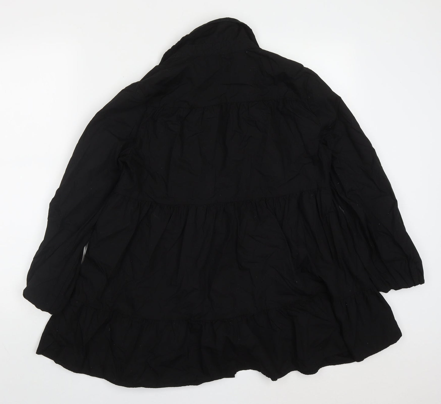 New Look Womens Black  Cotton Basic Button-Up Size 10 Collared