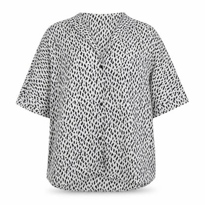 River Island Womens White Geometric Polyester Basic Button-Up Size 10 V-Neck - Black and White