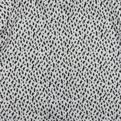 River Island Womens White Geometric Polyester Basic Button-Up Size 10 V-Neck - Black and White