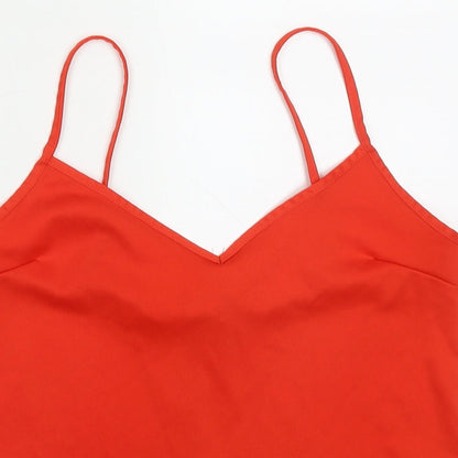 Preloved Miss Selfridge Womens Red  Polyester Basic Tank Size 10 V-Neck - Detail