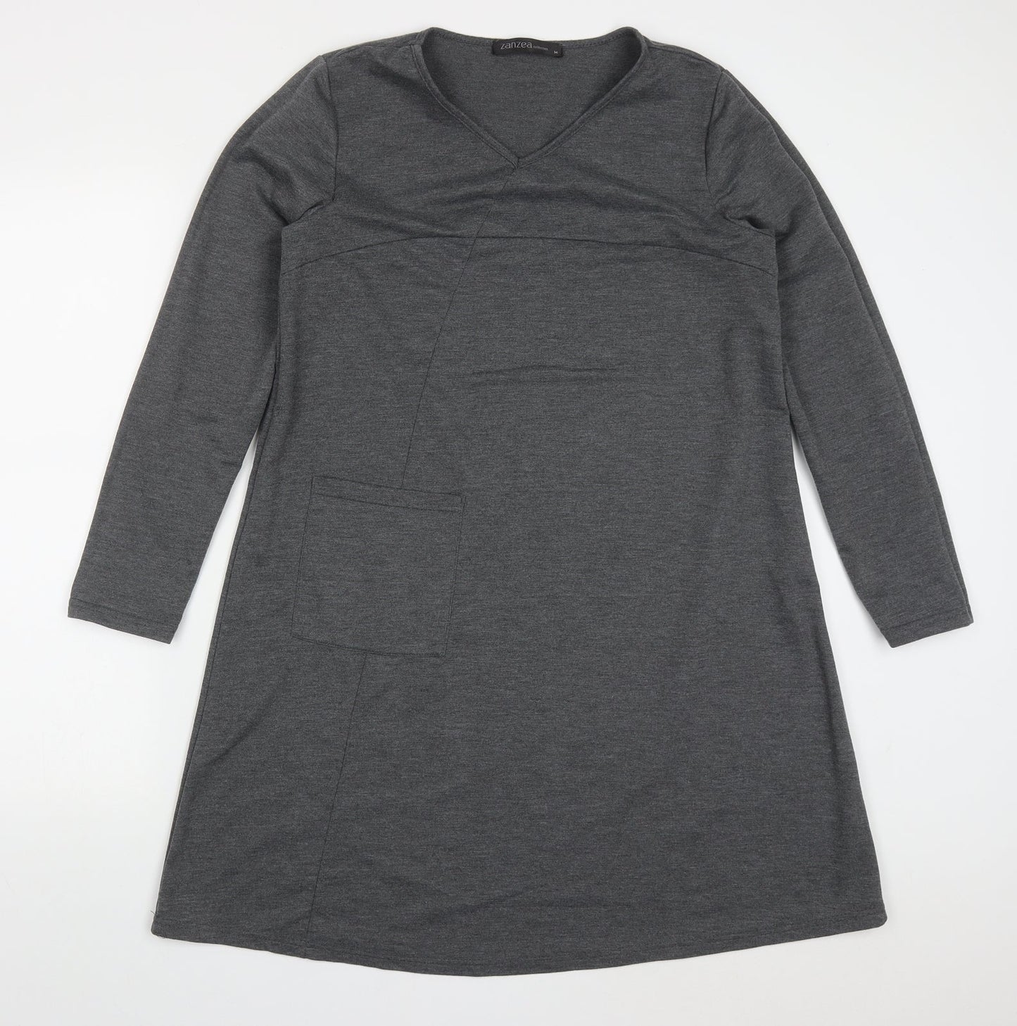Zanzea Womens Grey  Polyester A-Line  Size M  V-Neck Pullover