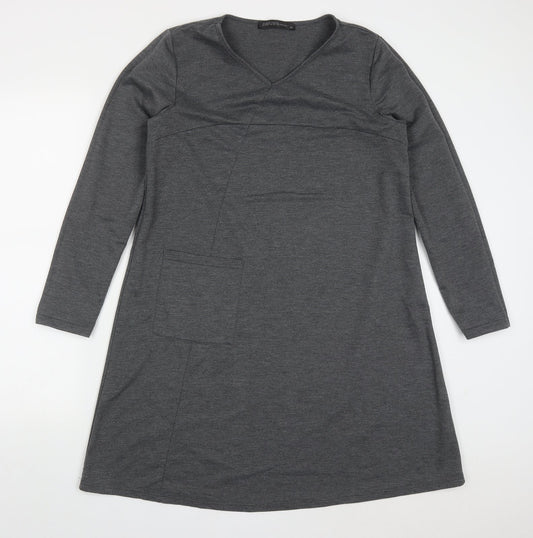 Zanzea Womens Grey  Polyester A-Line  Size M  V-Neck Pullover