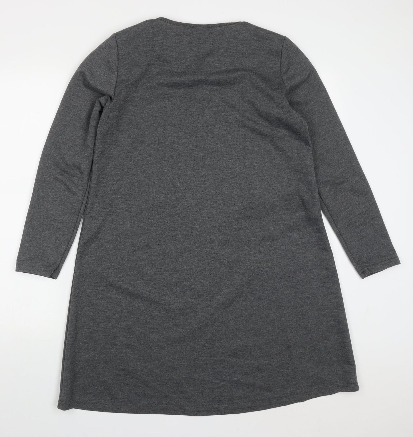 Zanzea Womens Grey  Polyester A-Line  Size M  V-Neck Pullover