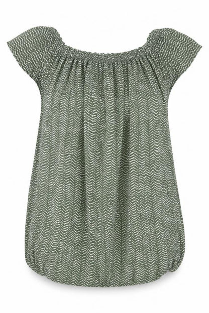 Primark Womens Green Geometric Viscose Basic Blouse Size 8 Off the Shoulder
