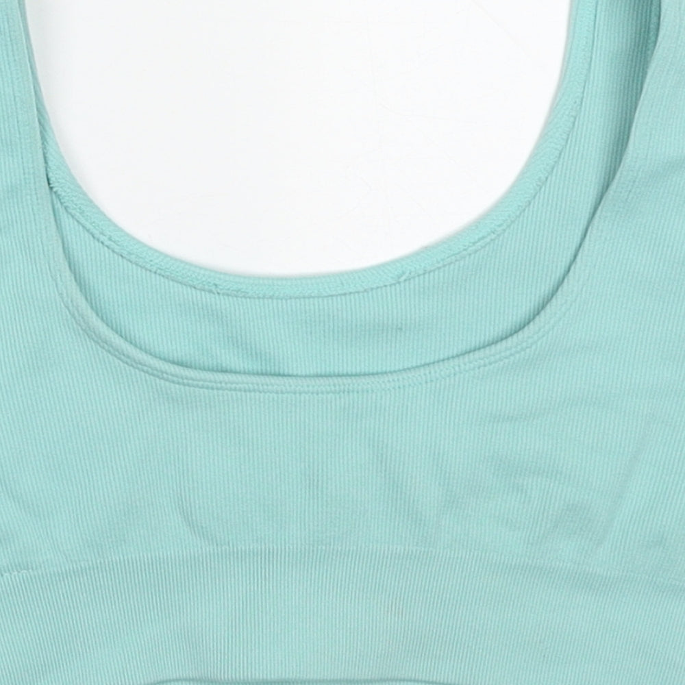 HXME Womens Blue  Nylon Cropped Tank Size M Round Neck Pullover - Sports Bra