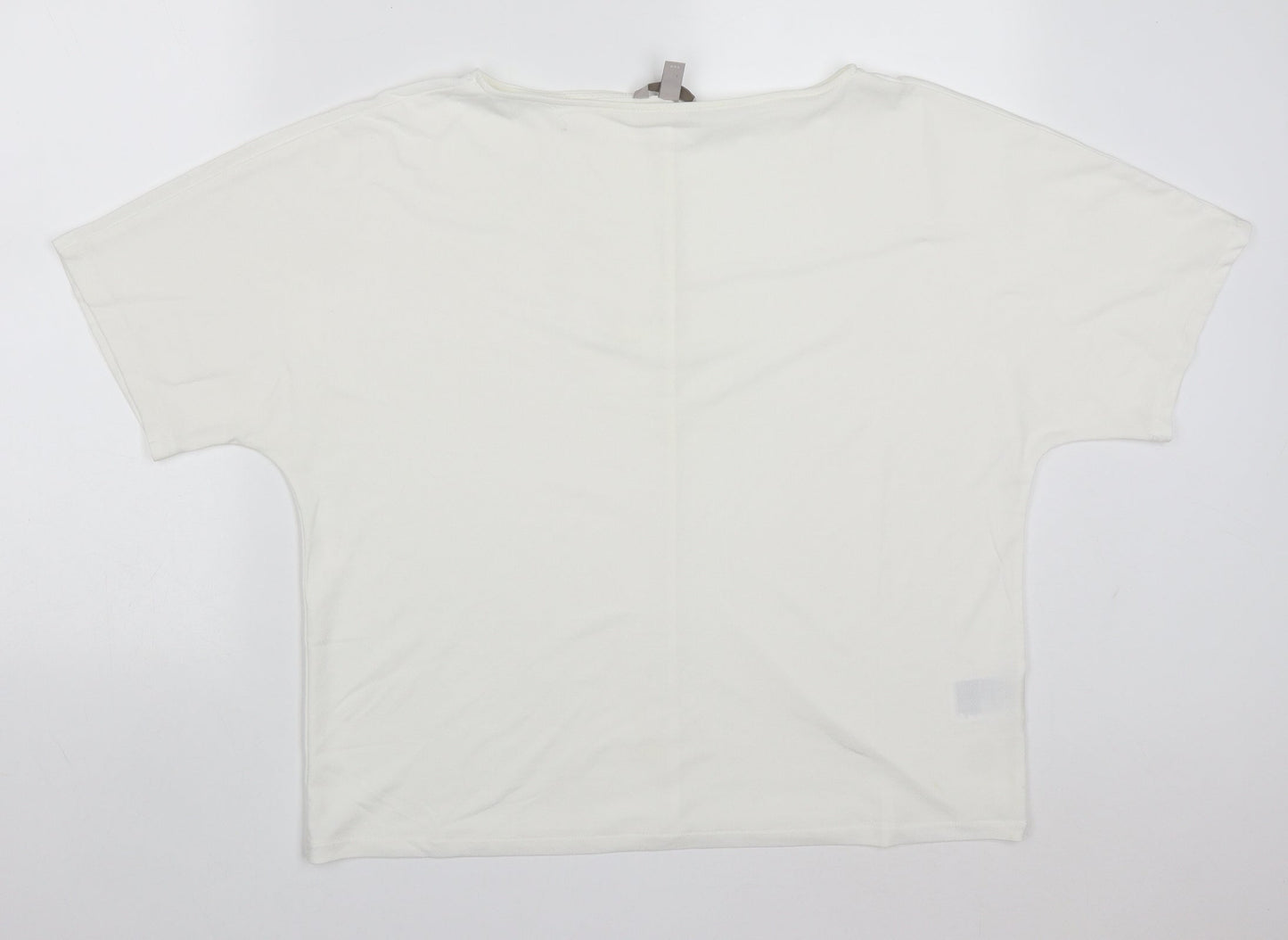 H&M Womens White  Polyester Basic T-Shirt Size M Round Neck