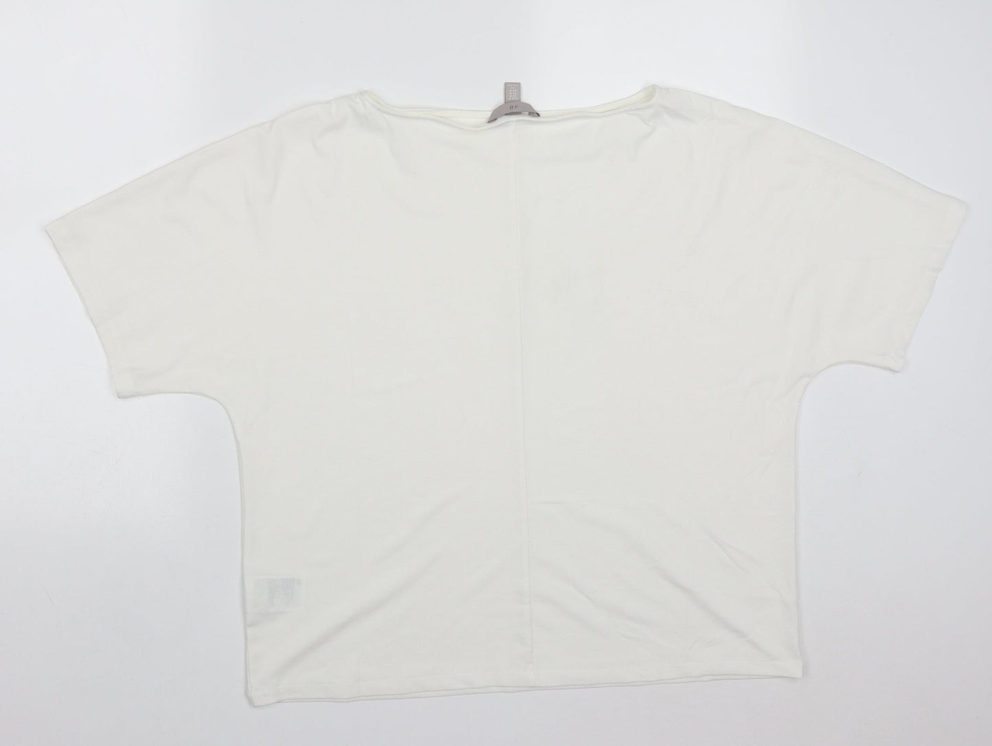 H&M Womens White  Polyester Basic T-Shirt Size M Round Neck