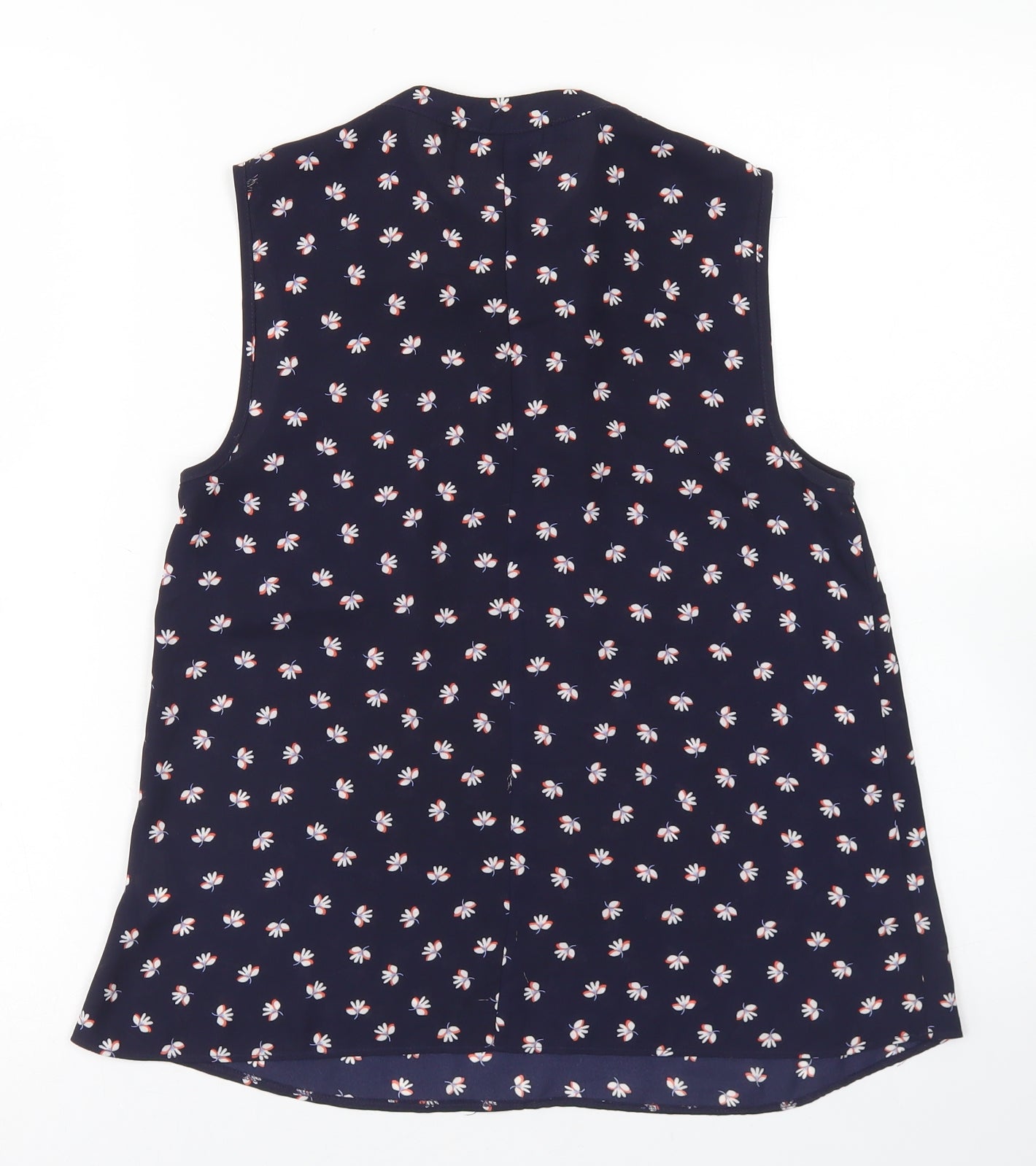 Atmosphere Womens Blue Floral Polyester Basic Blouse Size 6 Round Neck