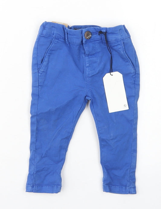 NEXT Boys Blue  Cotton Capri Jeans Size 3-6 Months  Button