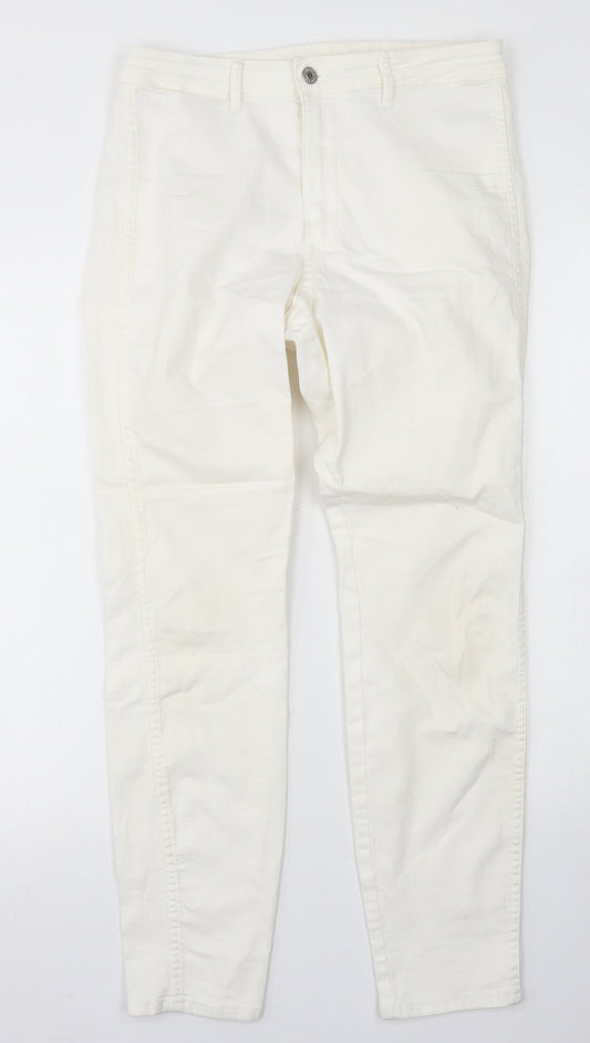 &Denim Womens White  Cotton Skinny Jeans Size 30 in L27 in Regular Button