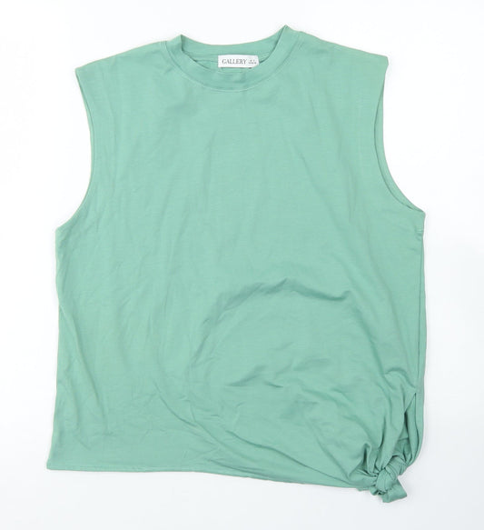 Gallery Womens Green  Cotton Basic Tank Size S Crew Neck - Tie Front