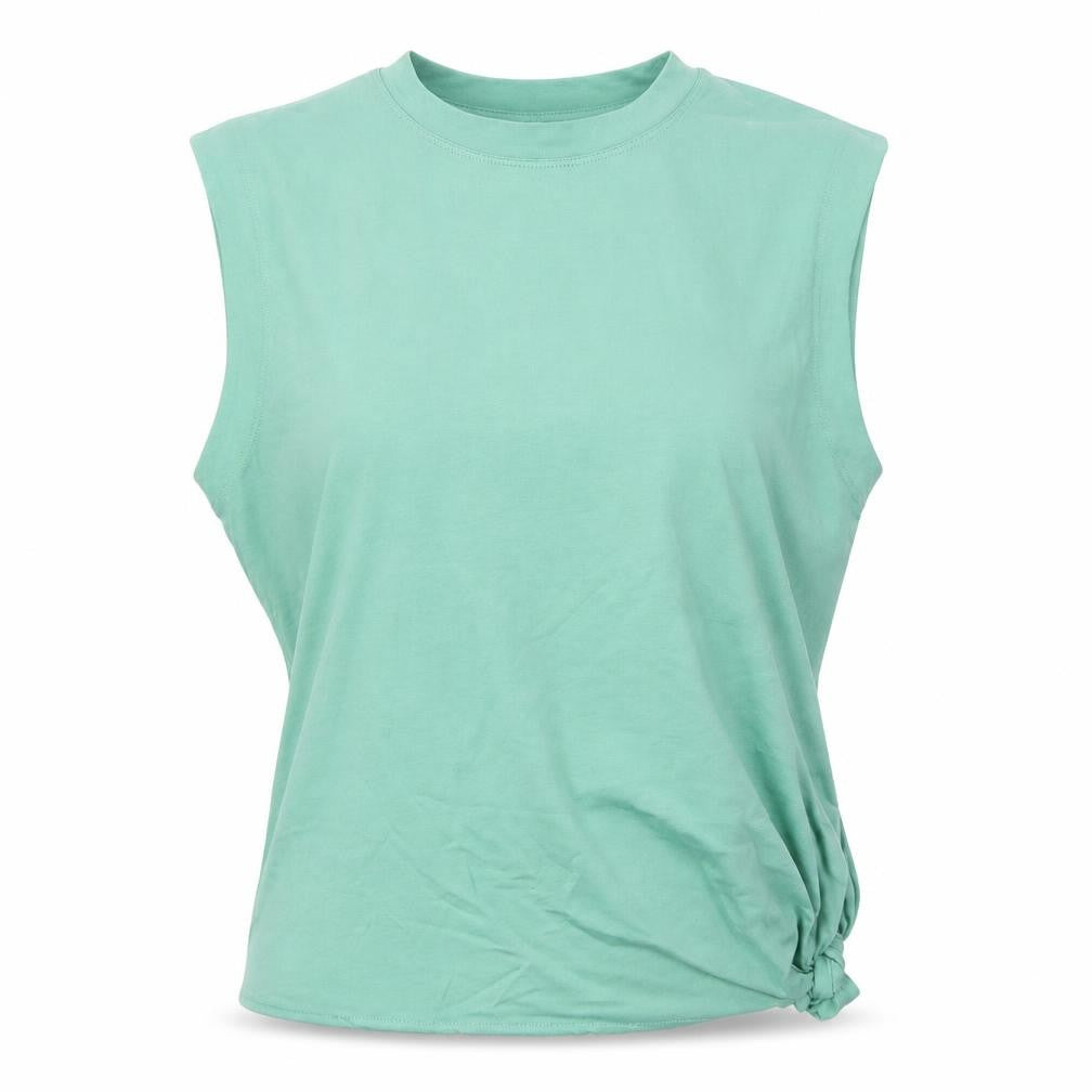 Gallery Womens Green  Cotton Basic Tank Size S Crew Neck - Tie Front