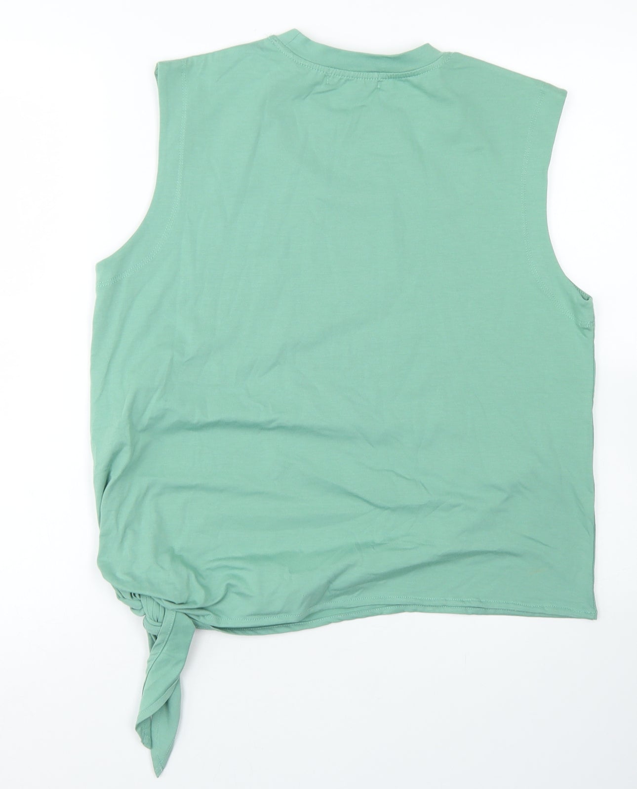 Gallery Womens Green  Cotton Basic Tank Size S Crew Neck - Tie Front