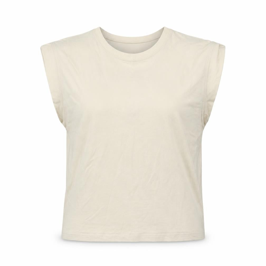 Mango Womens Ivory  Cotton Basic T-Shirt Size XS Round Neck - Scoop neck back