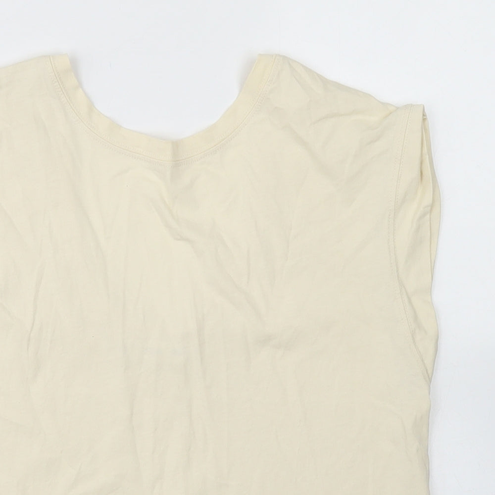 MNG Womens Ivory  Cotton Basic T-Shirt Size XS Round Neck - Scoop neck back