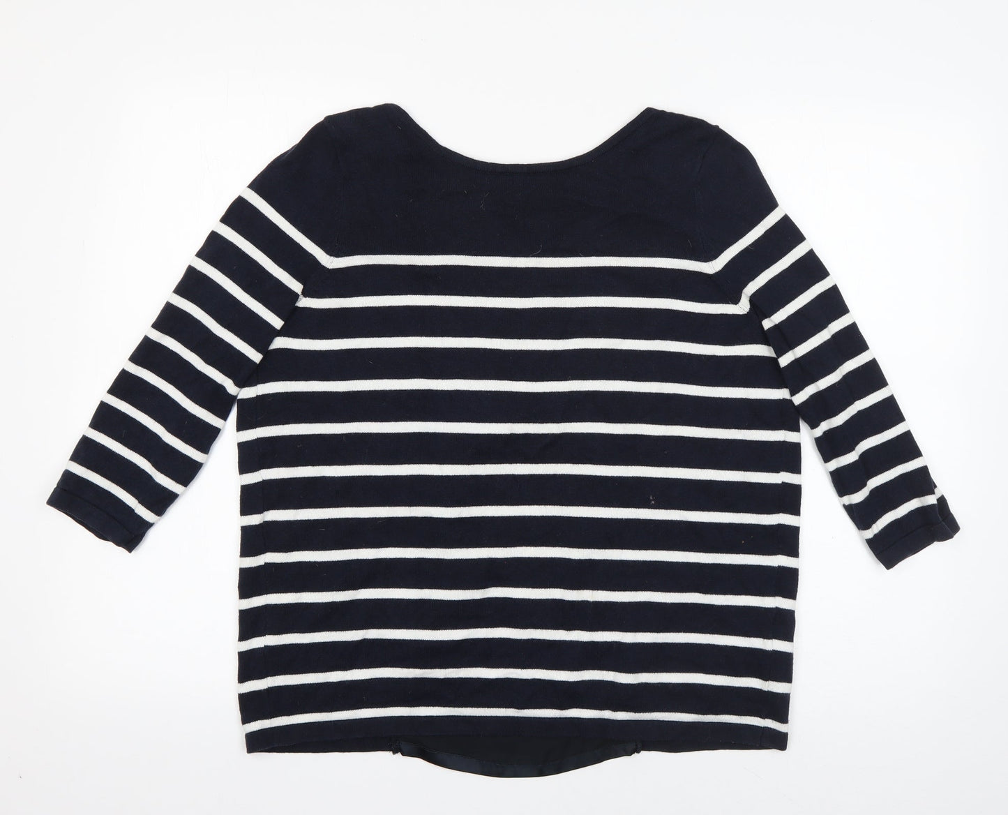 Wallis Womens Blue Round Neck Striped Polyester Pullover Jumper Size S   - Open Lined Back