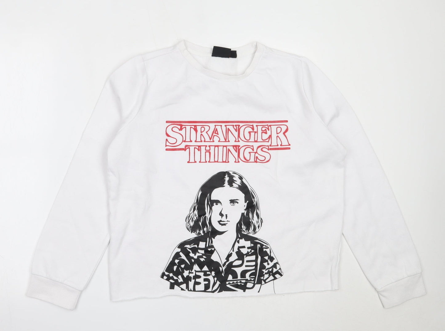 Primark Womens White  Cotton Pullover Sweatshirt Size M   - stranger things