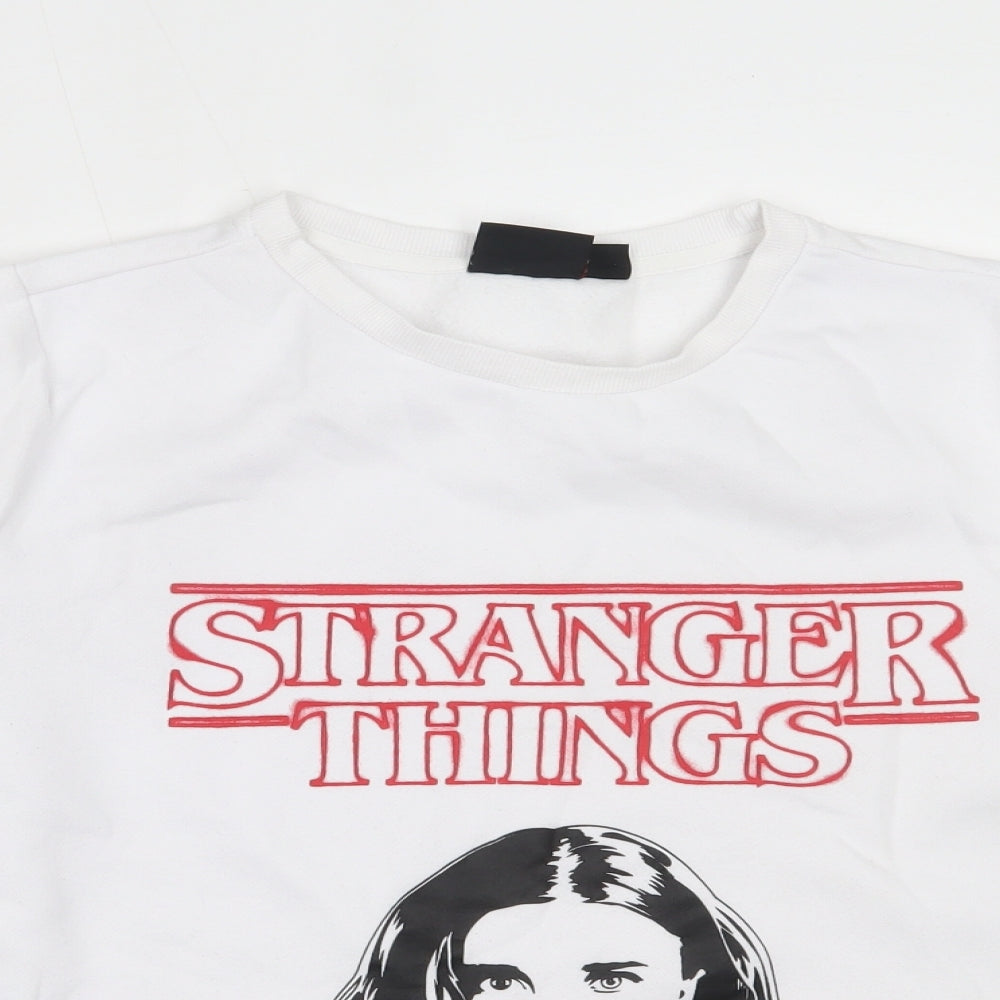 Primark Womens White  Cotton Pullover Sweatshirt Size M   - stranger things