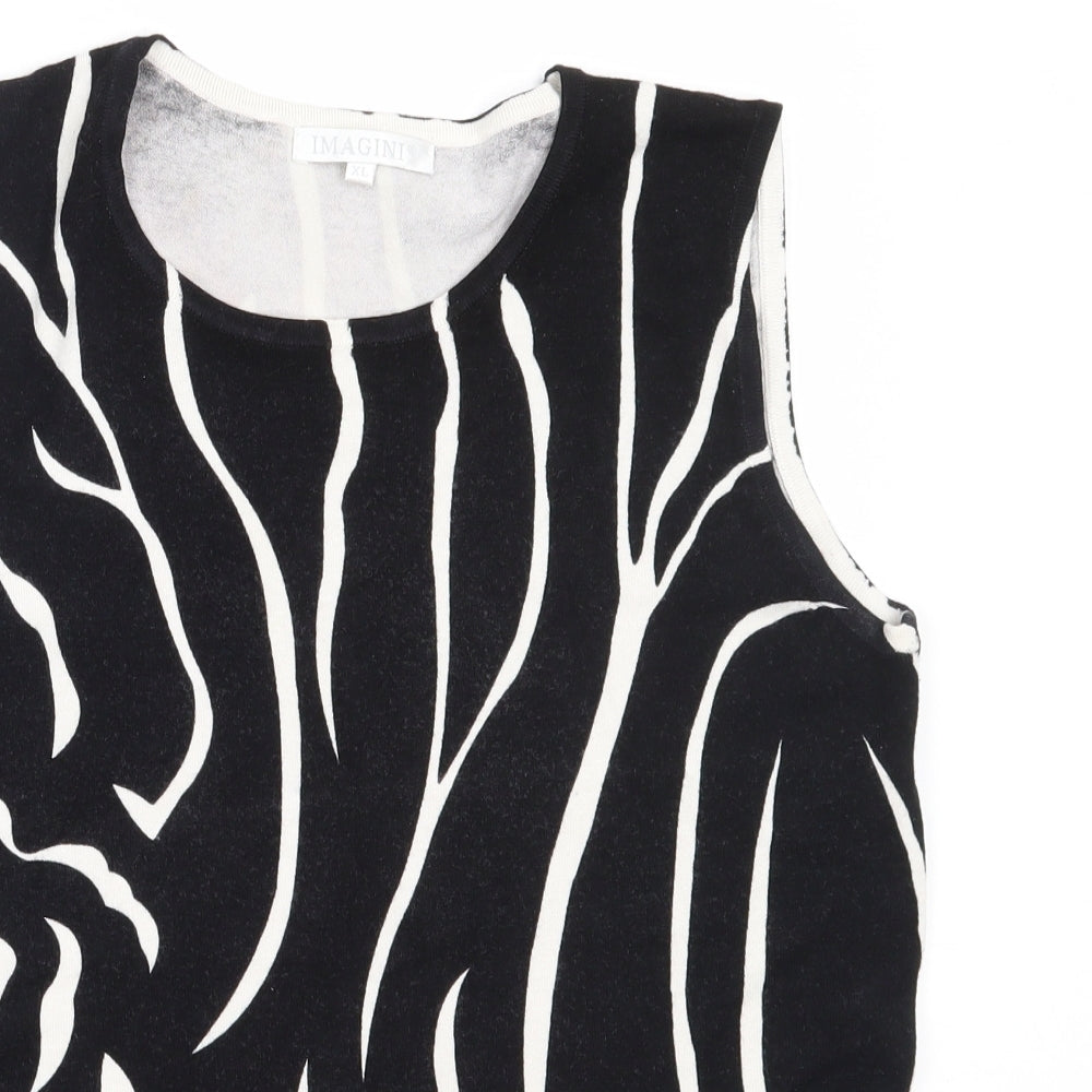 IMAGINI Womens Black  Viscose Basic Tank Size XL Round Neck
