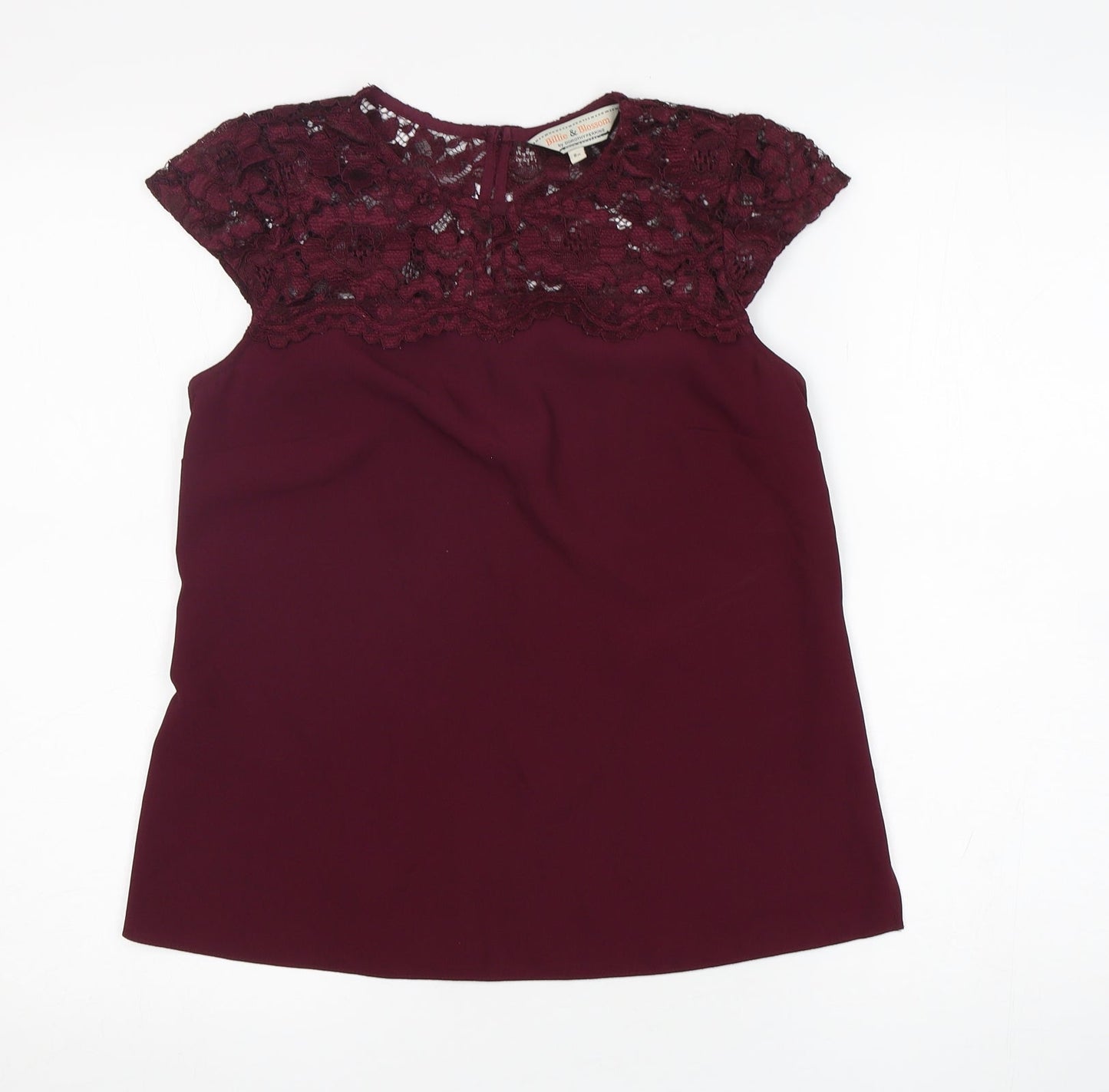 Dorothy Perkins Womens Purple  Polyester Basic Blouse Size 8 Round Neck