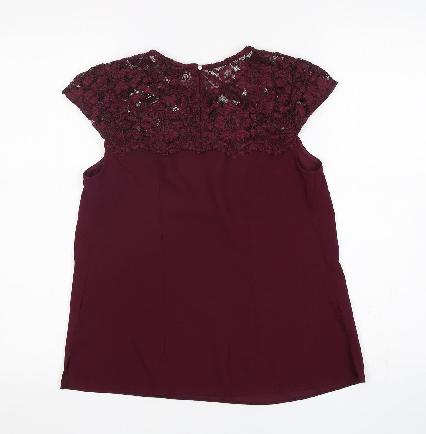 Dorothy Perkins Womens Purple  Polyester Basic Blouse Size 8 Round Neck