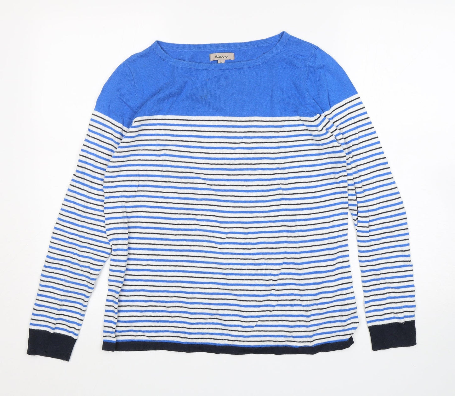 Ken Womens Multicoloured Round Neck Striped Cotton Pullover Jumper Size M