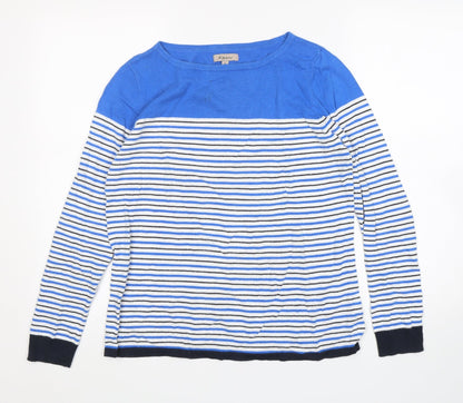 Ken Womens Multicoloured Round Neck Striped Cotton Pullover Jumper Size M