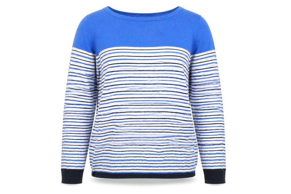 Ken Womens Multicoloured Round Neck Striped Cotton Pullover Jumper Size M