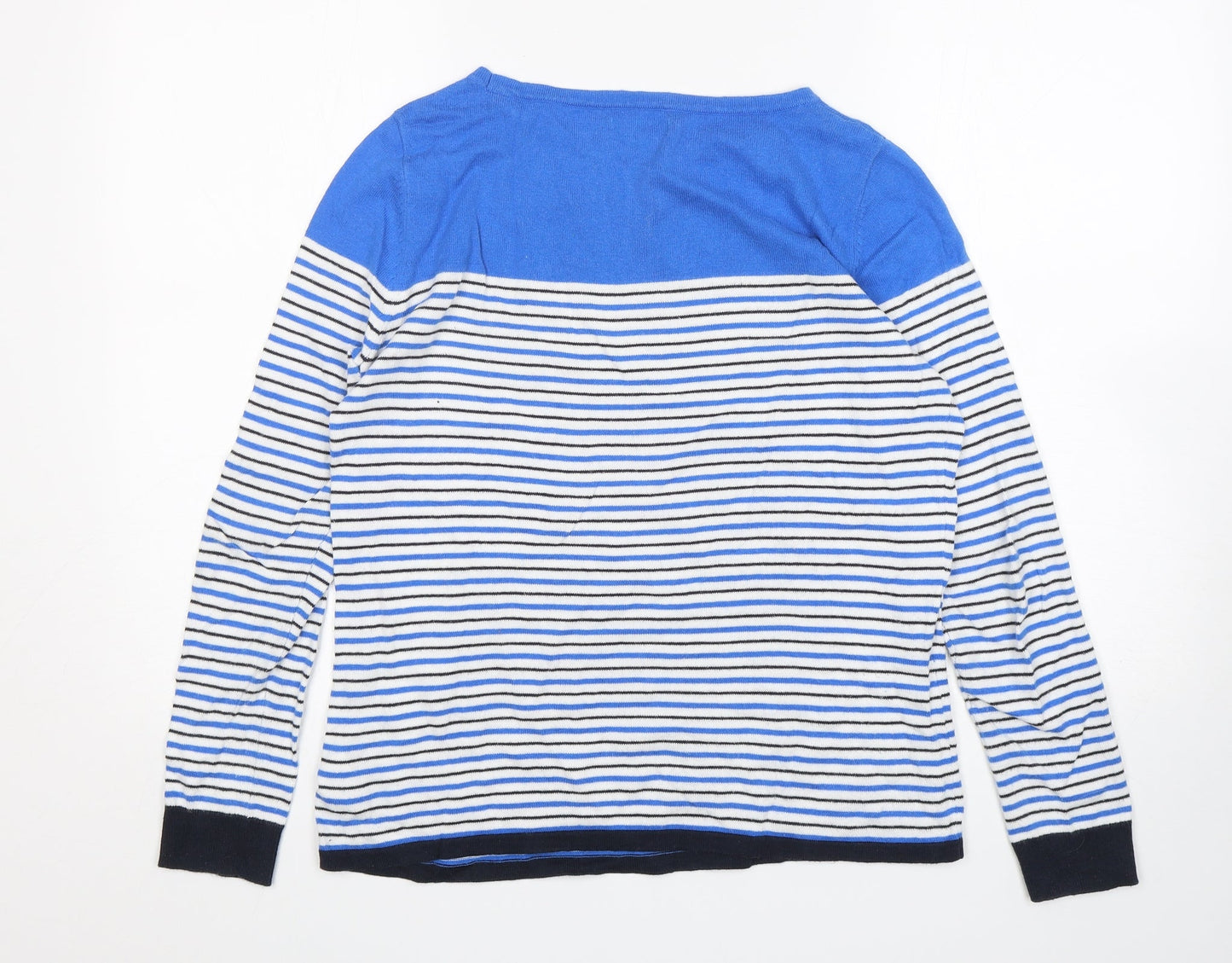 Ken Womens Multicoloured Round Neck Striped Cotton Pullover Jumper Size M