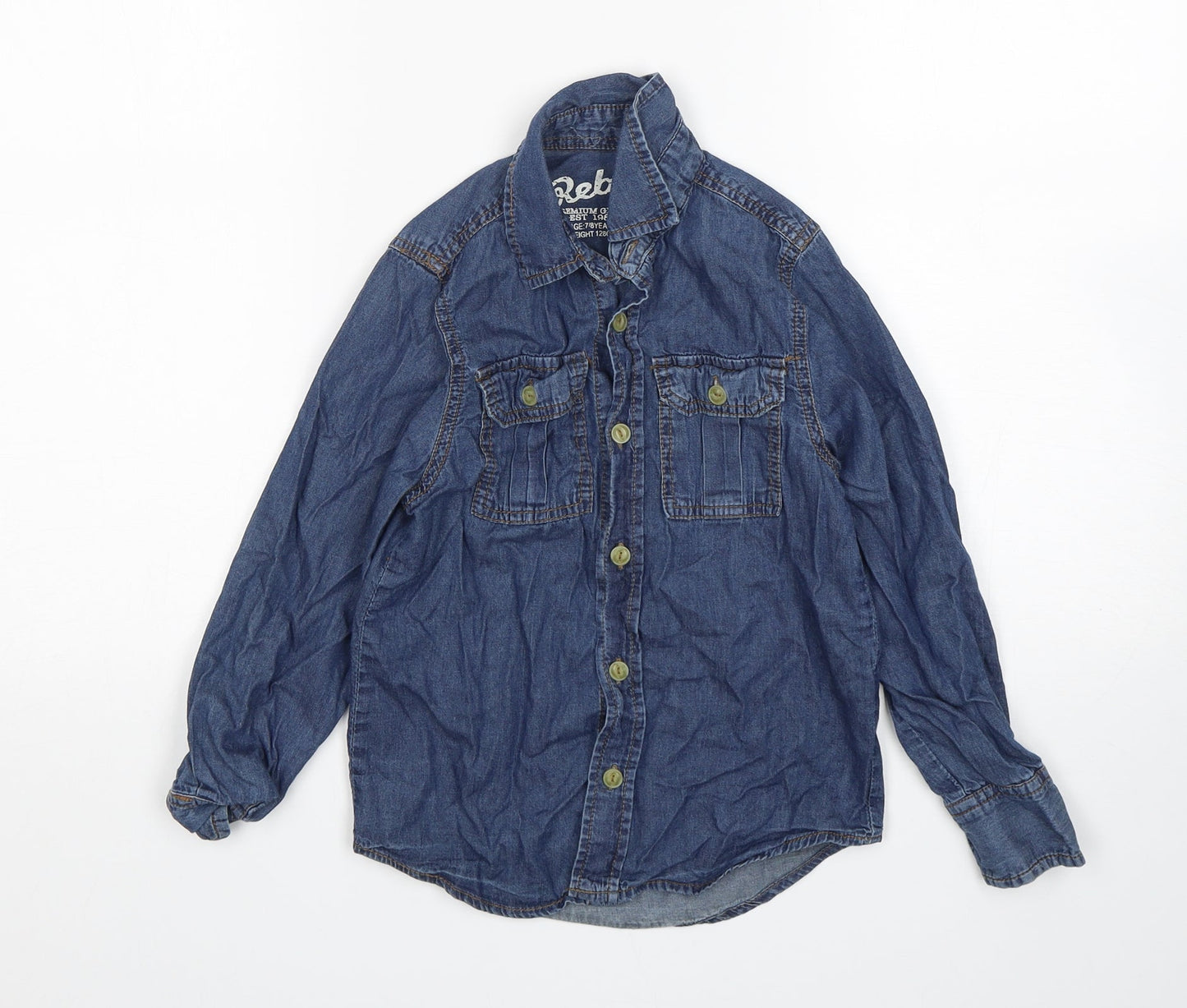 Rebel Girls Blue  Cotton Basic Button-Up Size 7-8 Years Collared
