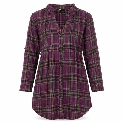 Passport Womens Purple Plaid Cotton Basic Button-Up Size S V-Neck