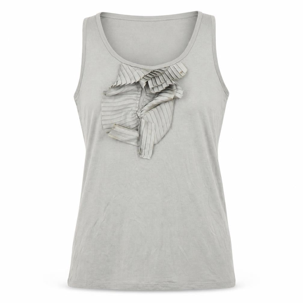Ann Taylor  Womens Grey  Elastane Basic Tank Size M Round Neck