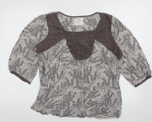 NEXT Womens Grey Geometric Viscose Basic Blouse Size 18 Square Neck