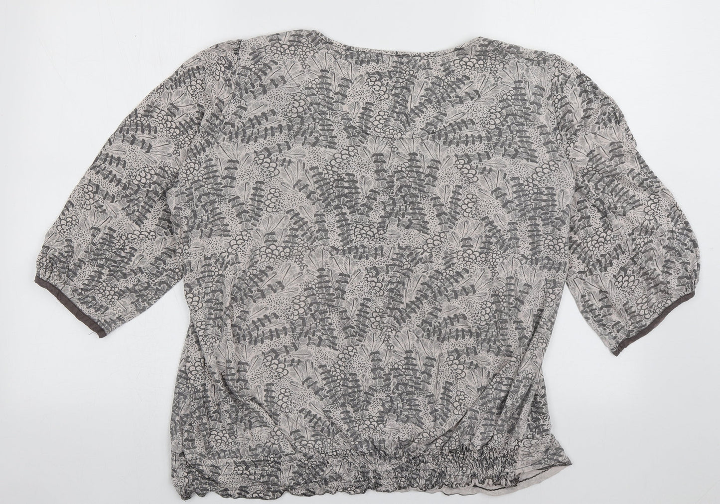 NEXT Womens Grey Geometric Viscose Basic Blouse Size 18 Square Neck