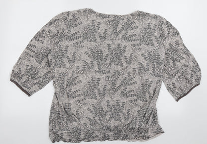 Next Womens Grey Geometric Viscose Basic Blouse Size 18 Square Neck