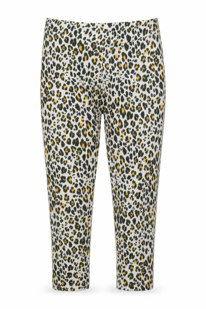H&M Womens Yellow Animal Print Polyester Capri Trousers Size M L28 in Regular