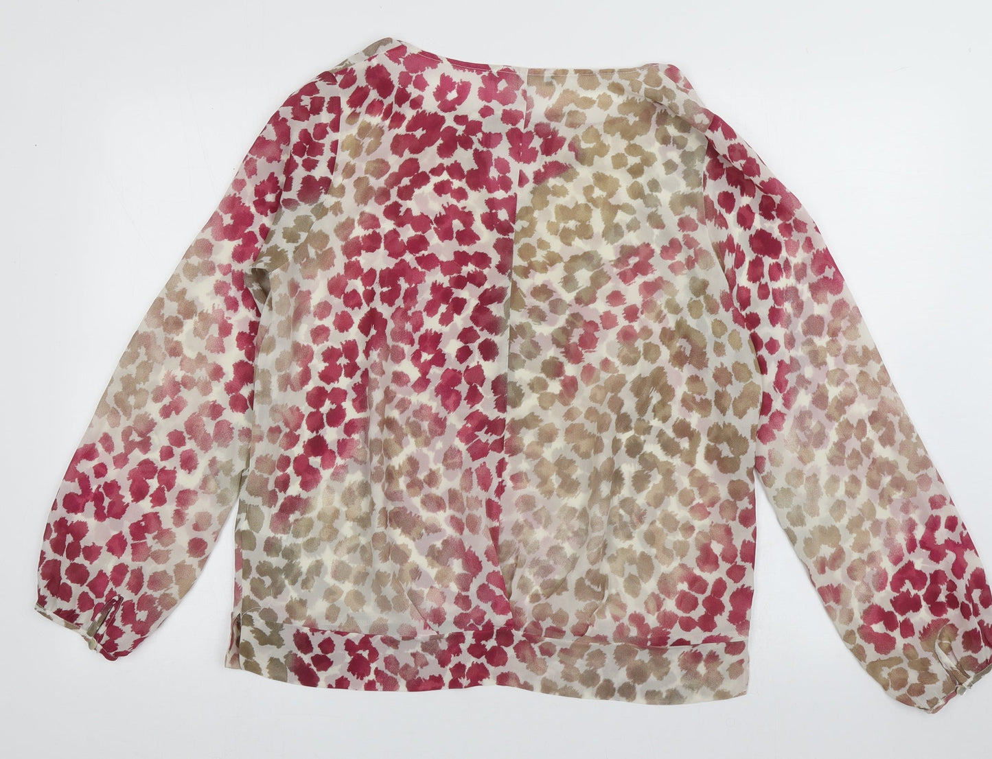 NEXT Womens Purple Animal Print Polyester Basic Blouse Size 12 V-Neck