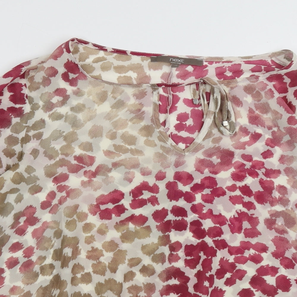 NEXT Womens Purple Animal Print Polyester Basic Blouse Size 12 V-Neck