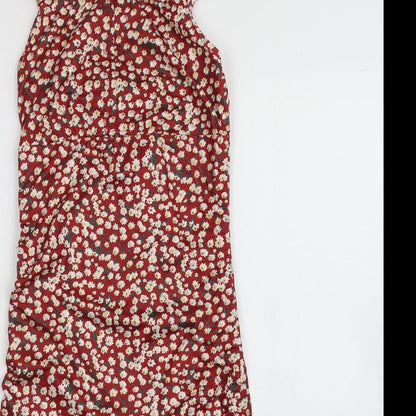 SHEIN Womens Red Floral Polyester Bodycon  Size S  Square Neck Pullover
